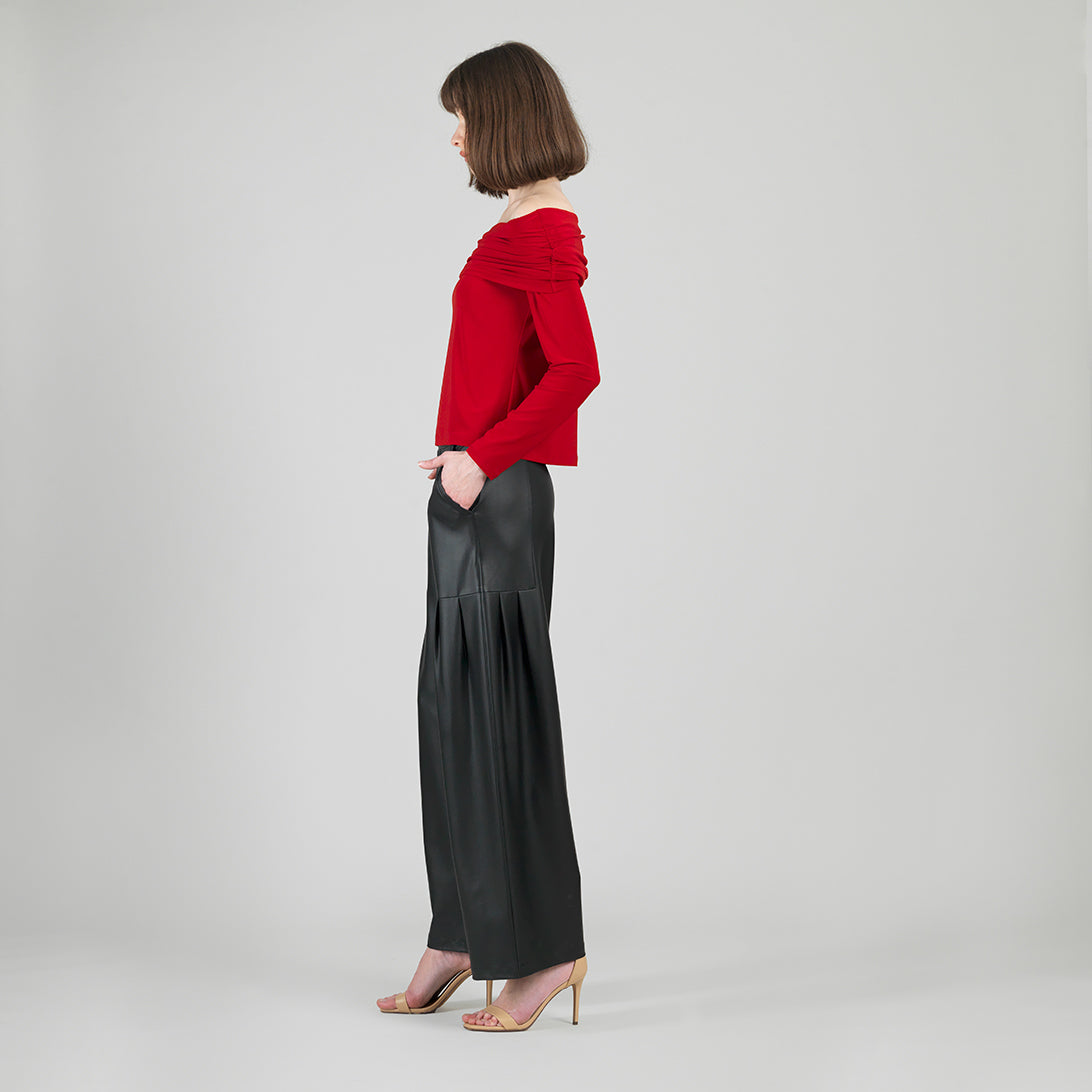 Ruched Off-Shoulder Top - Red - Final Sale | Clara Sunwoo Hot Sale