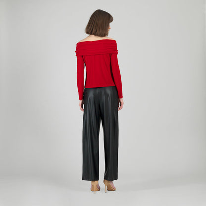 Ruched Off-Shoulder Top - Red - Final Sale | Clara Sunwoo Hot Sale