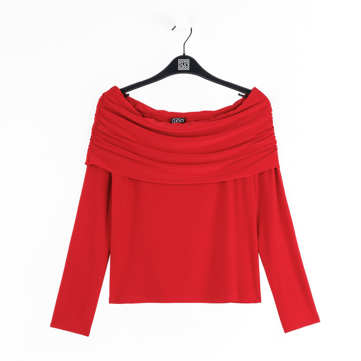 Ruched Off-Shoulder Top - Red - Final Sale | Clara Sunwoo Hot Sale