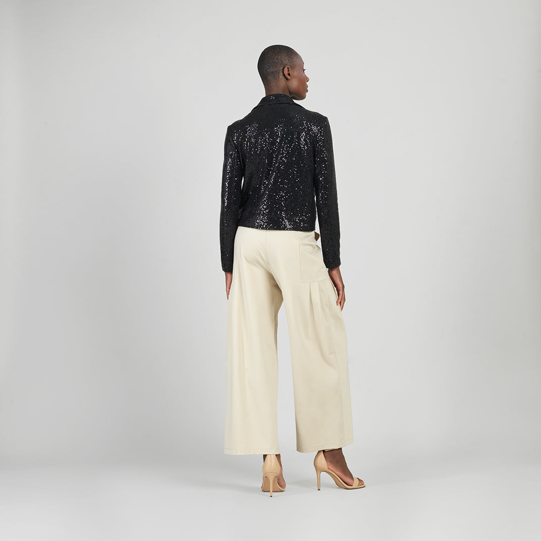 Sequin Knit - Moto Waist Jacket - Black - Final Sale | Clara Sunwoo Customer Favorite