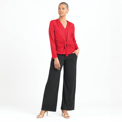 Glimmer Speck - V-Neck Center Front Tie Top - Red - Final Sale | Clara Sunwoo Discount