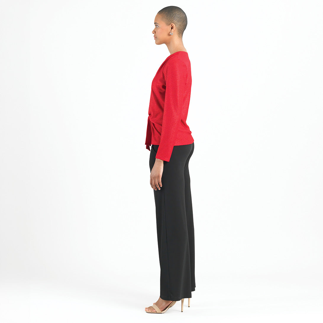 Glimmer Speck - V-Neck Center Front Tie Top - Red - Final Sale | Clara Sunwoo Discount