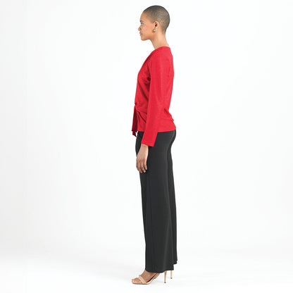 Glimmer Speck - V-Neck Center Front Tie Top - Red - Final Sale | Clara Sunwoo Discount