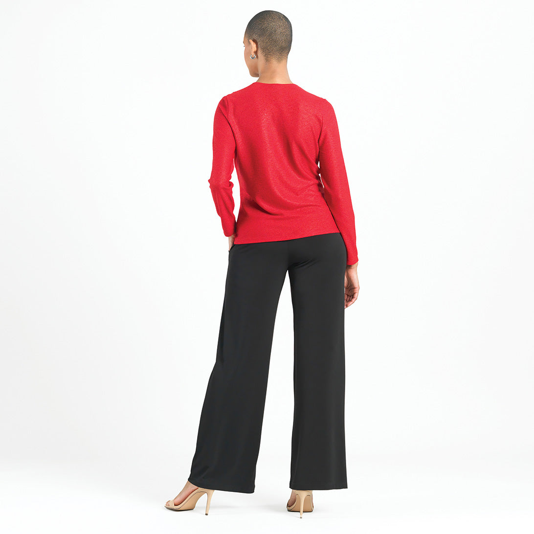 Glimmer Speck - V-Neck Center Front Tie Top - Red - Final Sale | Clara Sunwoo Discount
