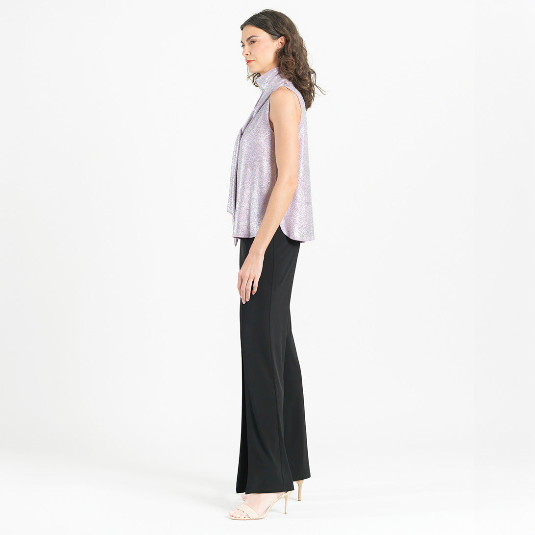 Glitter Foil - Mock Neck-Tie Detail Top - Pink - Final Sale! | Clara Sunwoo Discount
