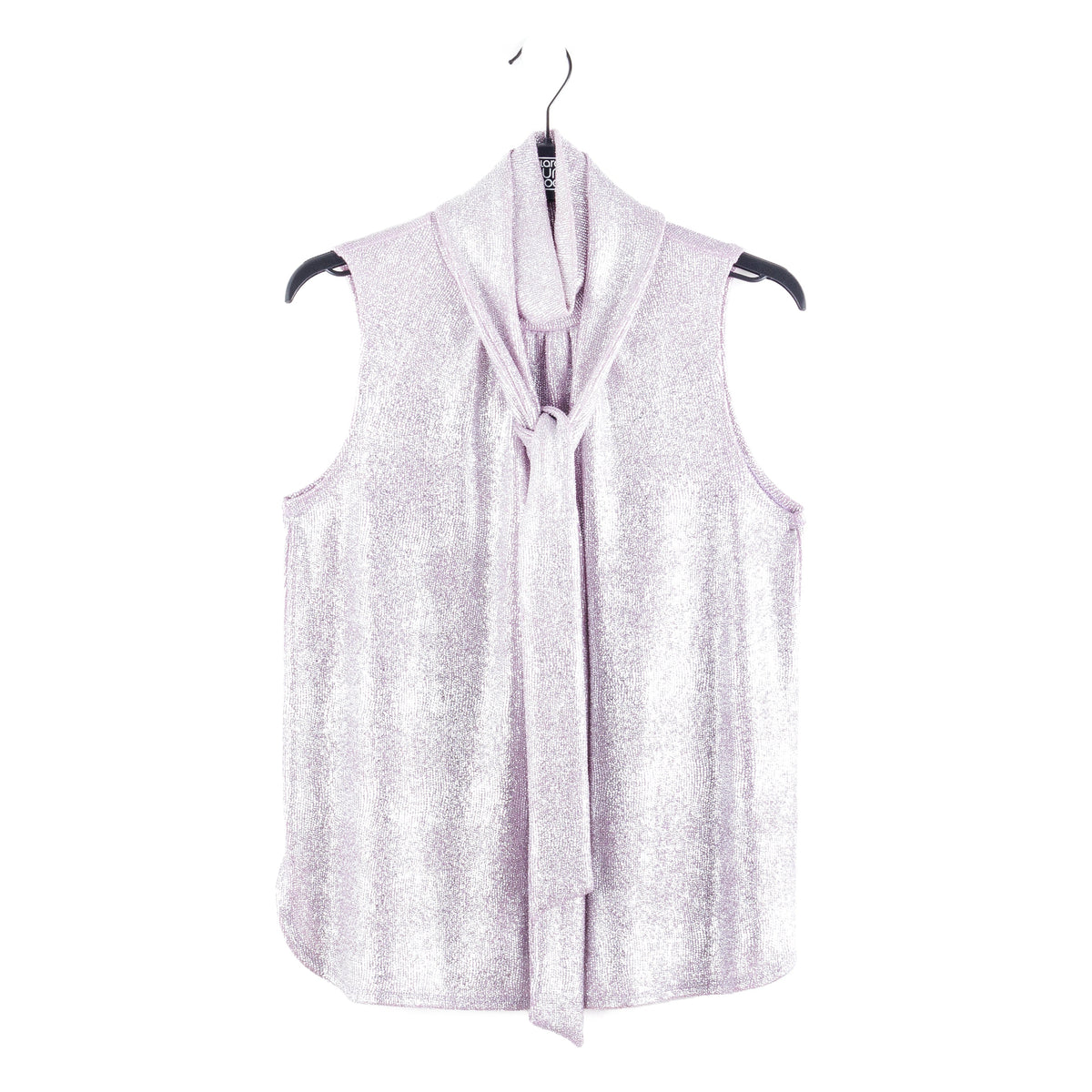Glitter Foil - Mock Neck-Tie Detail Top - Pink - Final Sale! | Clara Sunwoo Discount