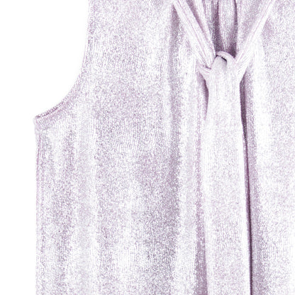 Glitter Foil - Mock Neck-Tie Detail Top - Pink - Final Sale! | Clara Sunwoo Discount