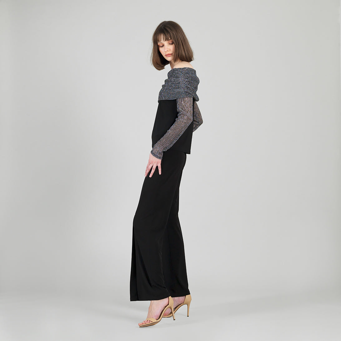 Sheer Shimmer - Ruched Off-Shoulder Top - Silver - Final Sale | Clara Sunwoo Best Price