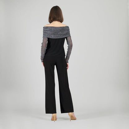 Sheer Shimmer - Ruched Off-Shoulder Top - Silver - Final Sale | Clara Sunwoo Best Price
