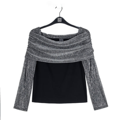Sheer Shimmer - Ruched Off-Shoulder Top - Silver - Final Sale | Clara Sunwoo Best Price