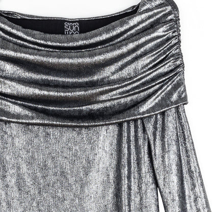 Metallic Shimmer - Ruched Off-Shoulder Top - Final Sale | Clara Sunwoo Featured