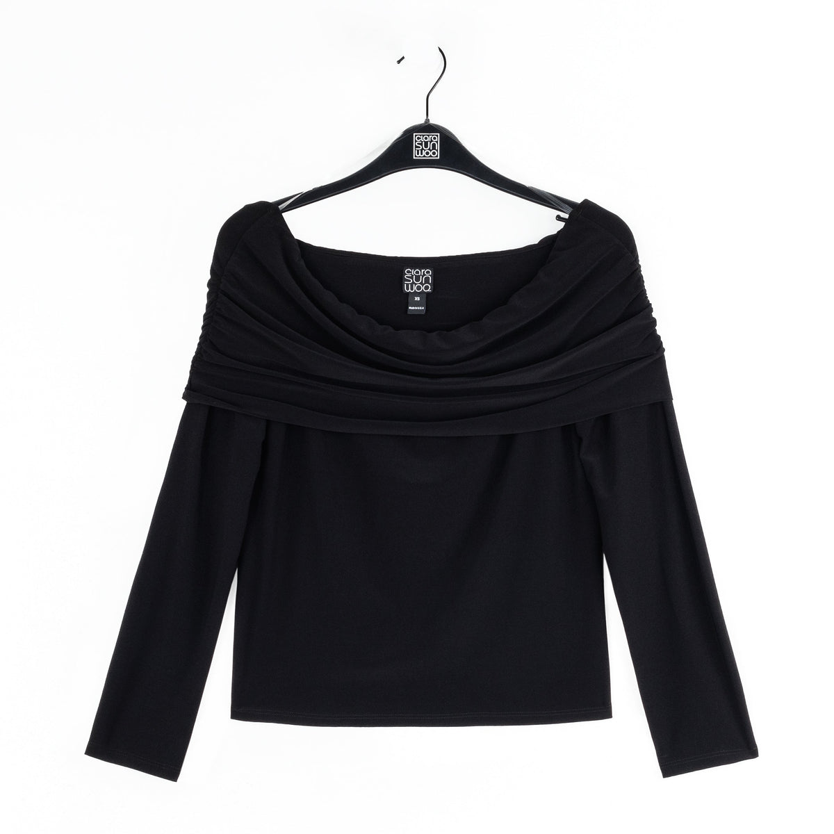 Ruched Off-Shoulder Top - Black - Final Sale | Clara Sunwoo Classic