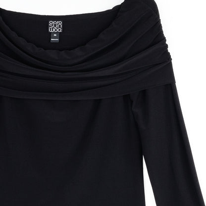 Ruched Off-Shoulder Top - Black - Final Sale | Clara Sunwoo Classic