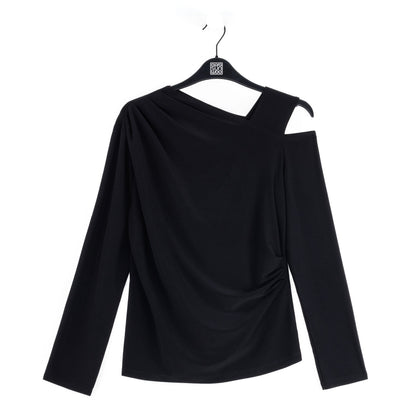 Angular Neck Open Shoulder Top - Black | Clara Sunwoo Top Pick