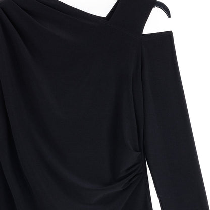 Angular Neck Open Shoulder Top - Black | Clara Sunwoo Top Pick