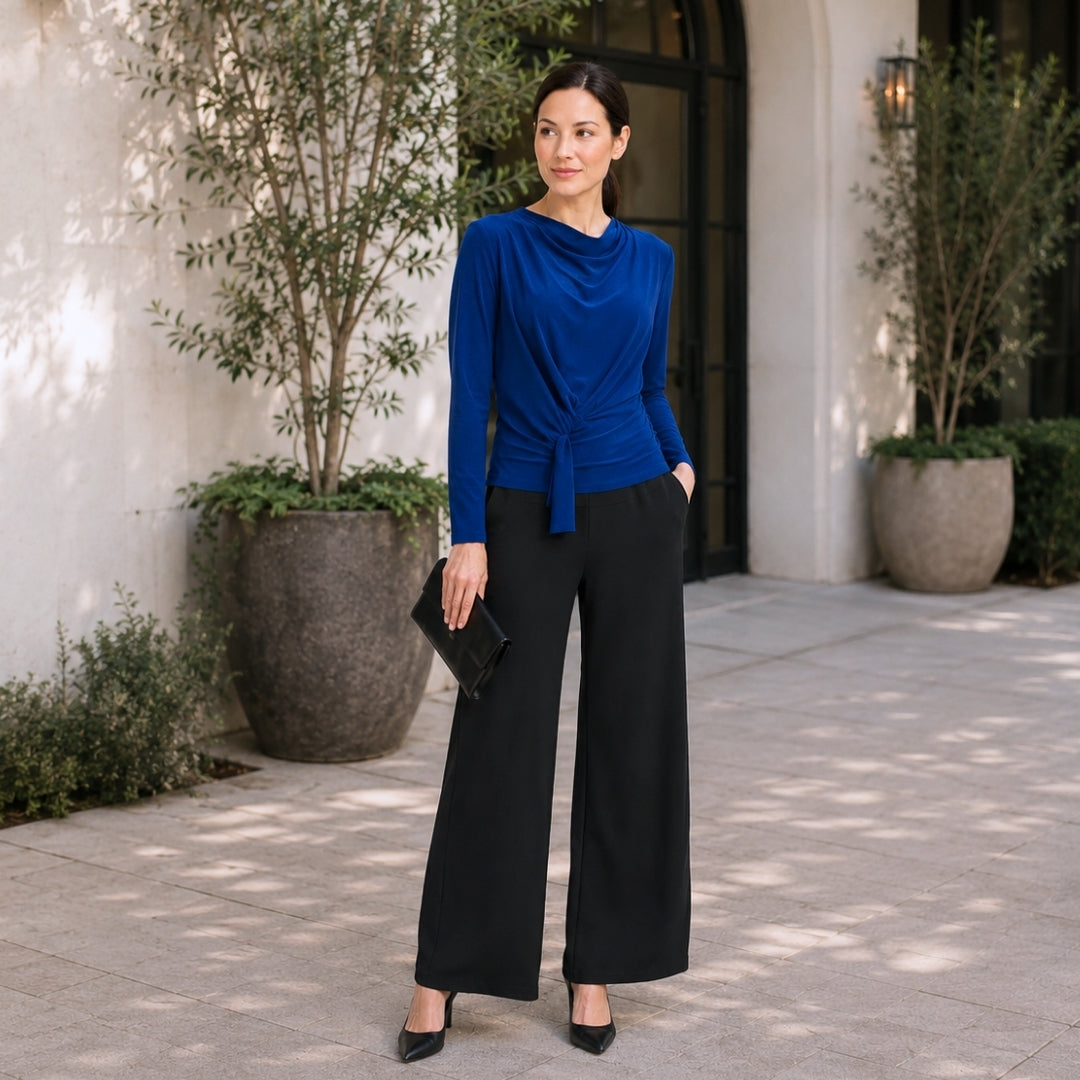 Long Sleeve Loop Front Top - Cobalt - Final Sale | Clara Sunwoo Featured