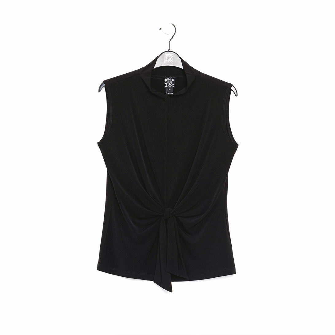 Sleeveless Center Front Tie Top - Black - Final Sale! | Clara Sunwoo Featured