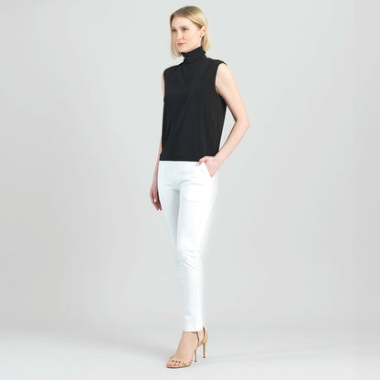 Rayon-Ponte Knit - Straight Leg Pocket Pant - White - Final Sale | Clara Sunwoo Trending