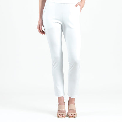 Rayon-Ponte Knit - Straight Leg Pocket Pant - White - Final Sale | Clara Sunwoo Trending