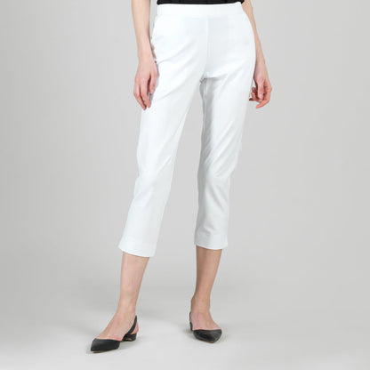 Rayon-Ponte Knit - Pull-On Pocket Capri - White - Final Sale | Clara Sunwoo Everyday