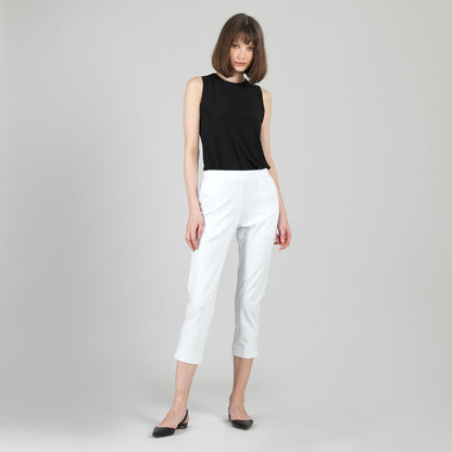 Rayon-Ponte Knit - Pull-On Pocket Capri - White - Final Sale | Clara Sunwoo Everyday
