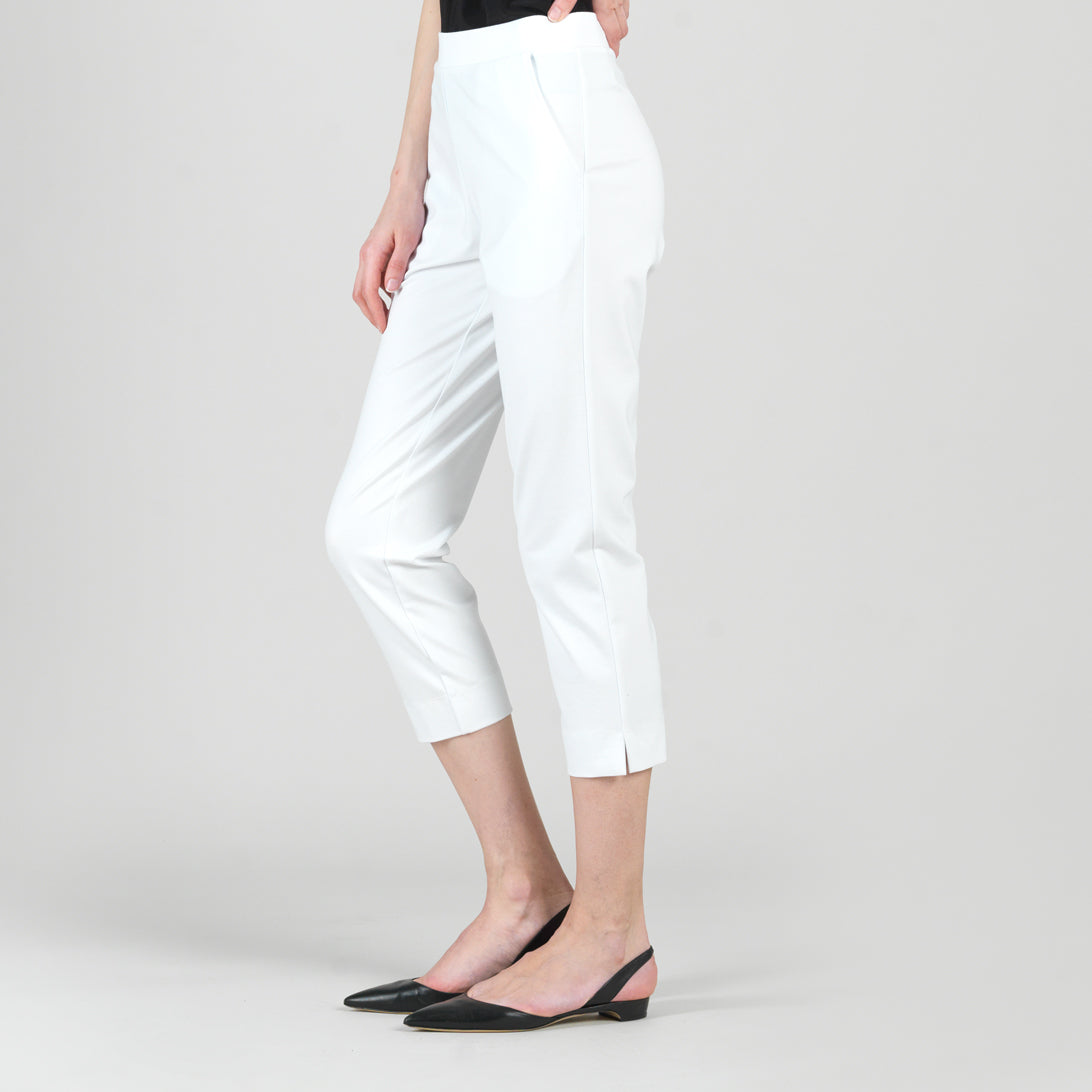 Rayon-Ponte Knit - Pull-On Pocket Capri - White - Final Sale | Clara Sunwoo Everyday