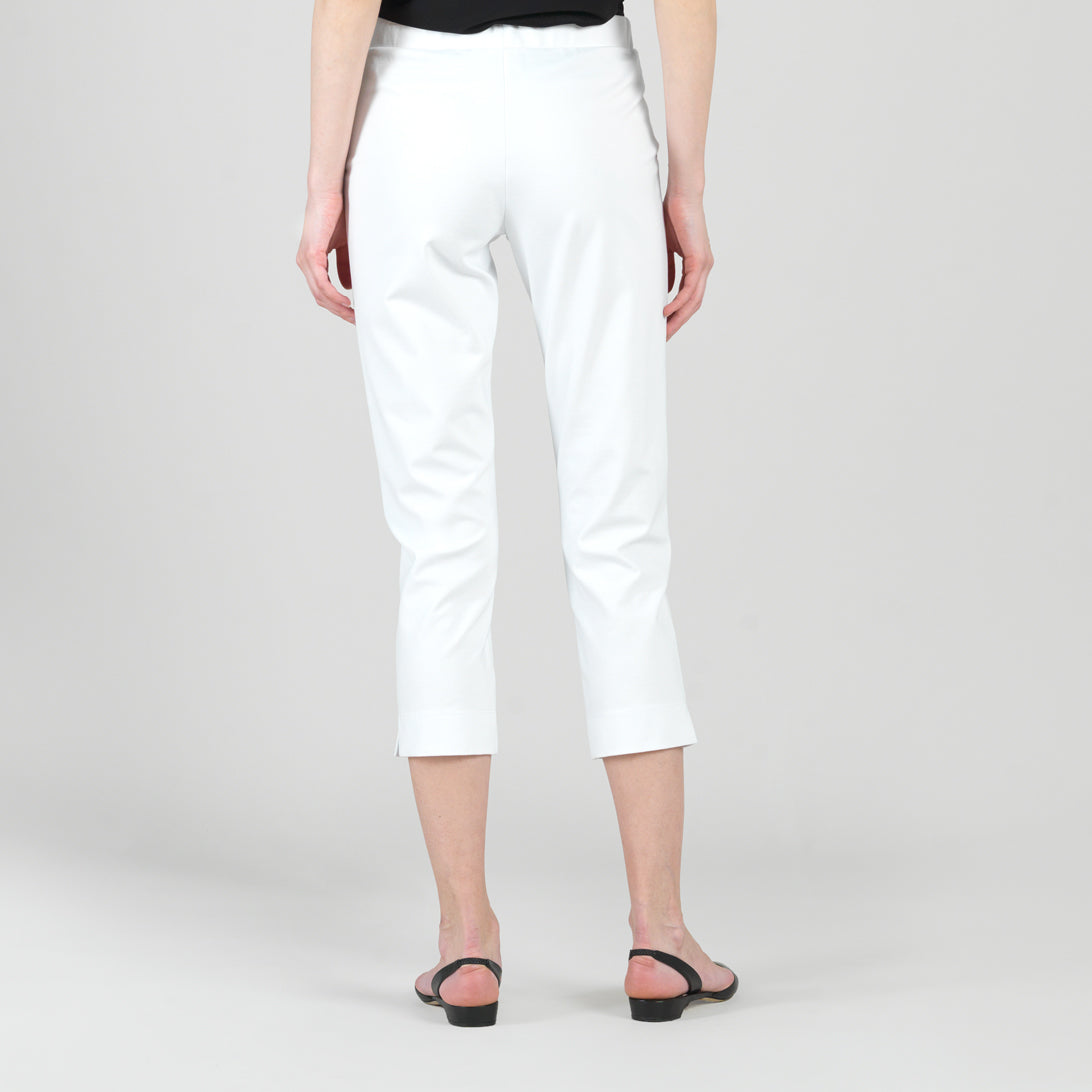 Rayon-Ponte Knit - Pull-On Pocket Capri - White - Final Sale | Clara Sunwoo Everyday