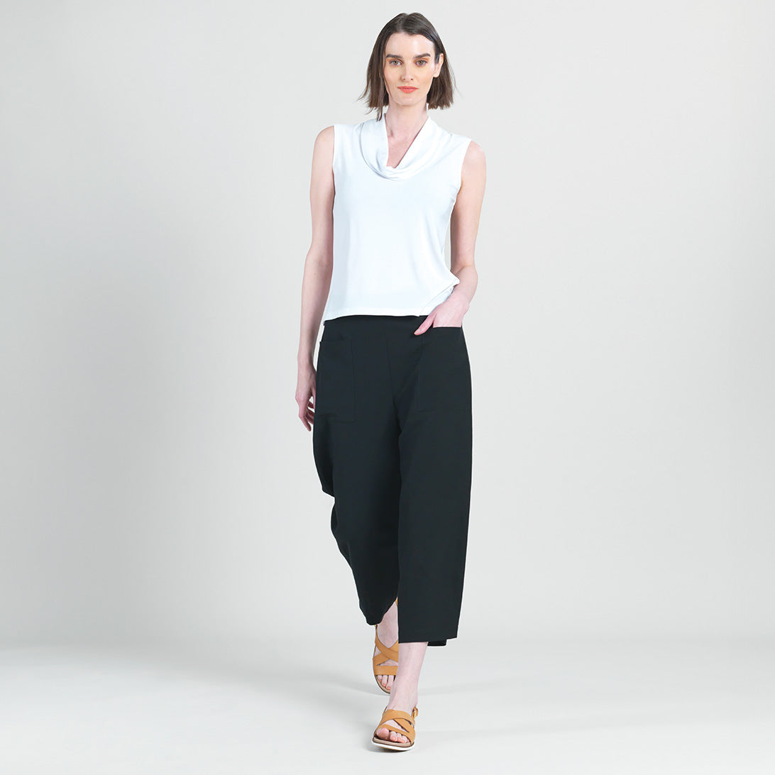 Sleeveless Draped Cowl Neck Top - White - Final Sale | Clara Sunwoo Essential