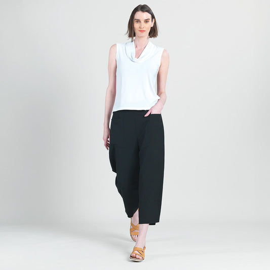 Sleeveless Draped Cowl Neck Top - White - Final Sale | Clara Sunwoo Essential