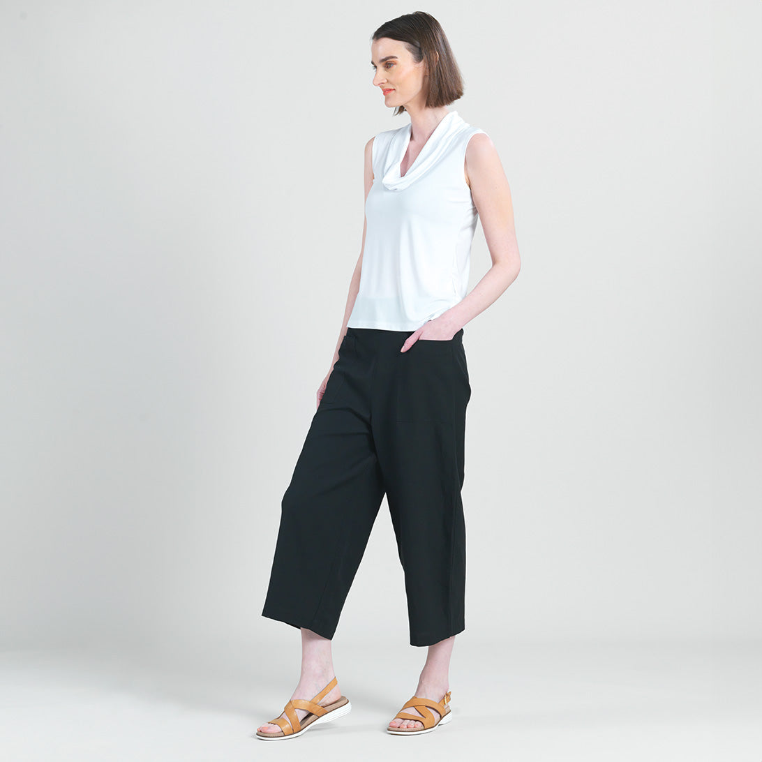 Sleeveless Draped Cowl Neck Top - White - Final Sale | Clara Sunwoo Essential
