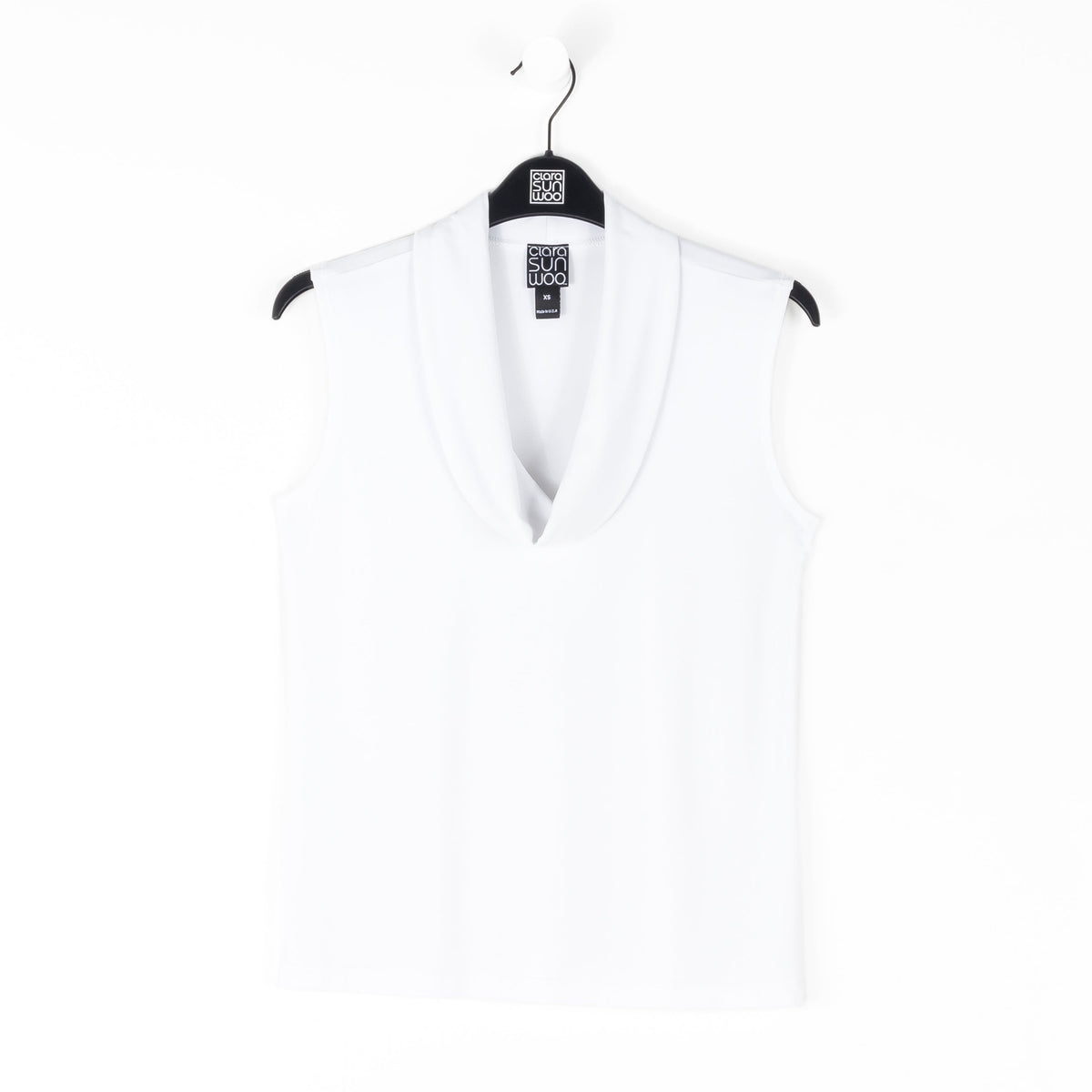 Sleeveless Draped Cowl Neck Top - White - Final Sale | Clara Sunwoo Essential