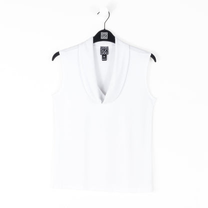 Sleeveless Draped Cowl Neck Top - White - Final Sale | Clara Sunwoo Essential