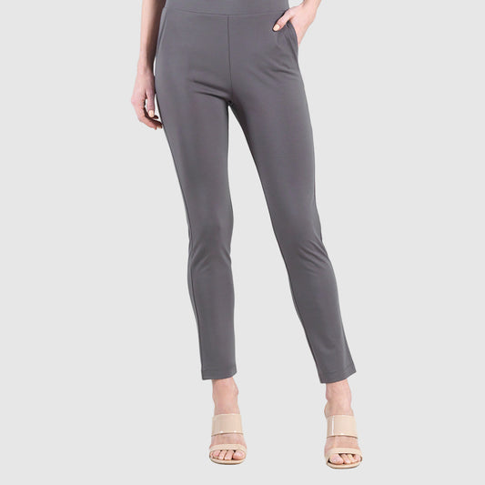 Rayon-Ponte Knit - Straight Leg Pocket Pant - Mocha - Final Sale | Clara Sunwoo Top Pick