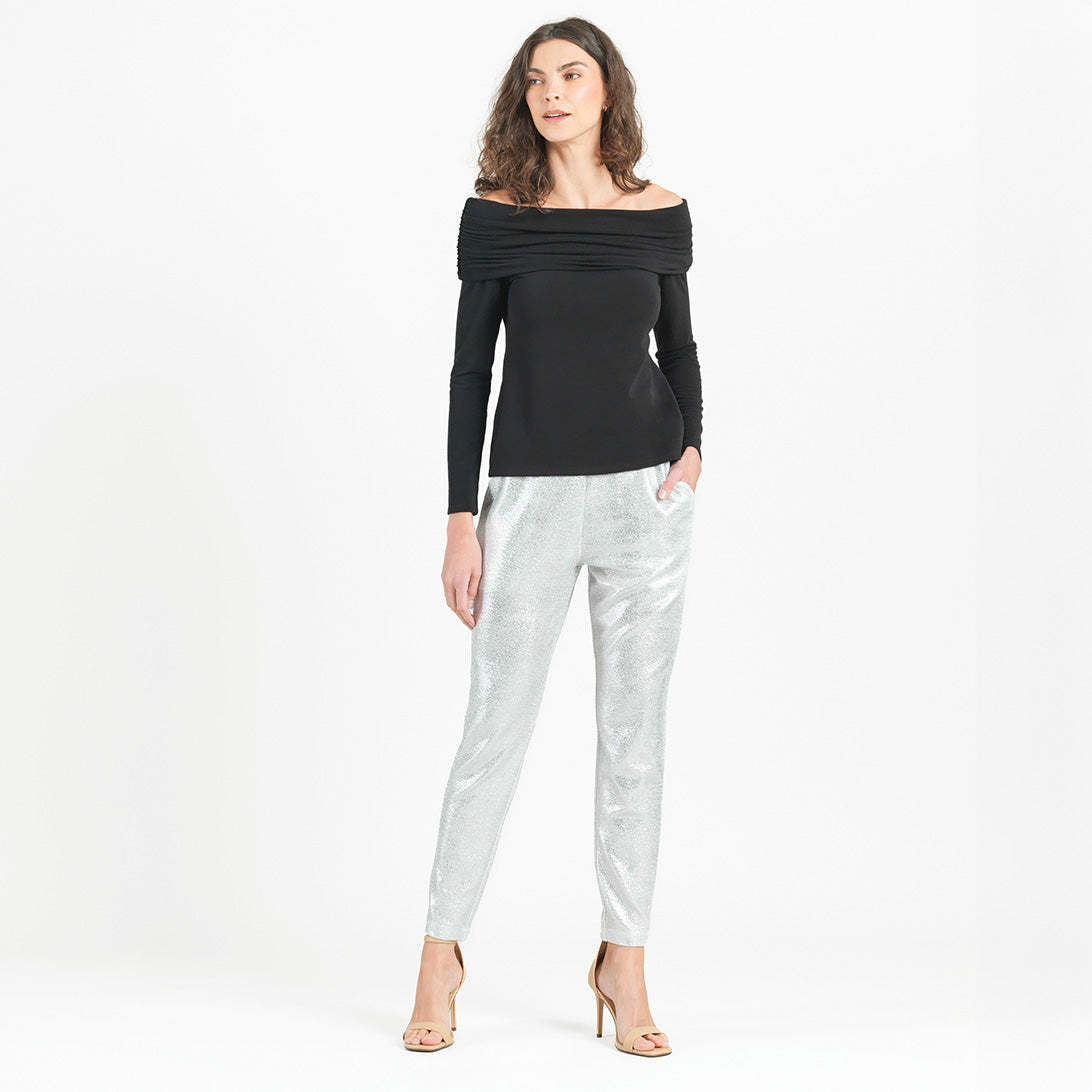 Ultra Cozy - Ruched Off-Shoulder Sweater Top - Black - Final Sale | Clara Sunwoo Customer Favorite