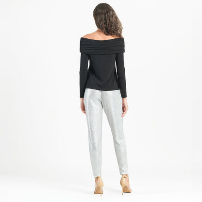 Ultra Cozy - Ruched Off-Shoulder Sweater Top - Black - Final Sale | Clara Sunwoo Customer Favorite