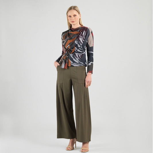 Cozy Knit - Long Sleeve Loop Front Sweater Top - Abstract Harvest - Final Sale | Clara Sunwoo Customer Favorite