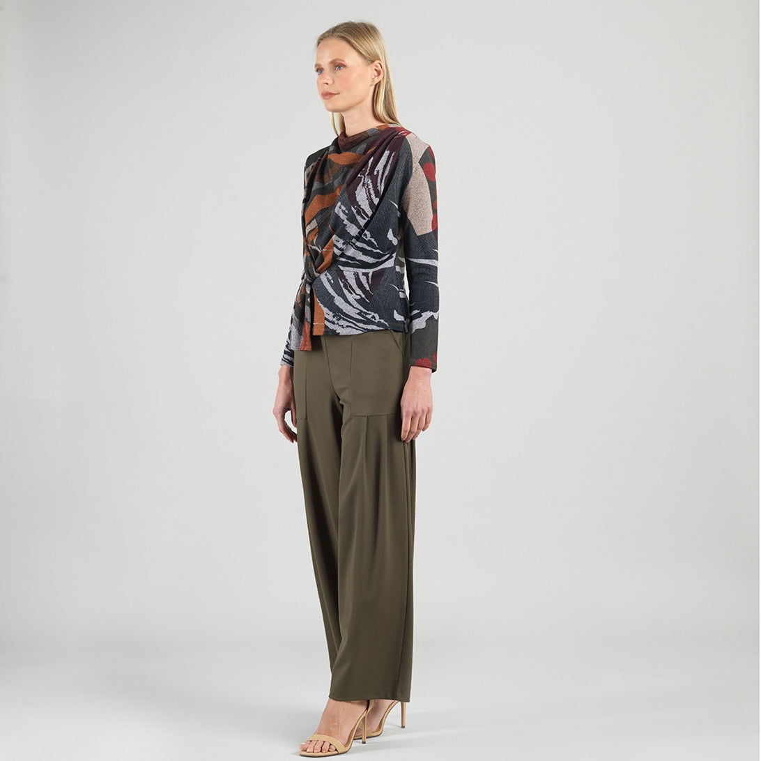 Cozy Knit - Long Sleeve Loop Front Sweater Top - Abstract Harvest - Final Sale | Clara Sunwoo Customer Favorite