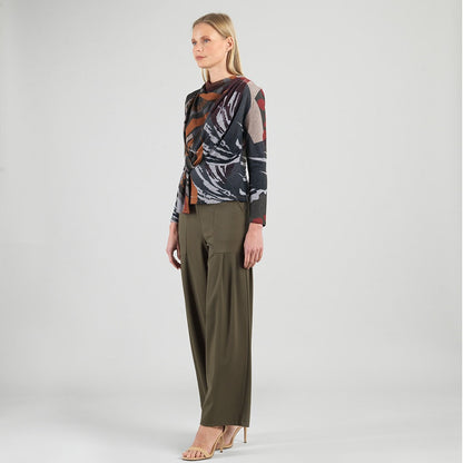 Cozy Knit - Long Sleeve Loop Front Sweater Top - Abstract Harvest - Final Sale | Clara Sunwoo Customer Favorite