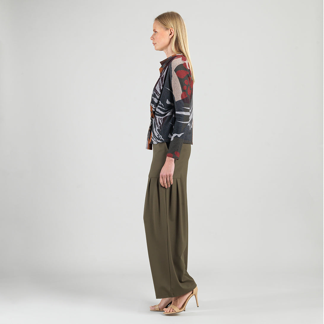 Cozy Knit - Long Sleeve Loop Front Sweater Top - Abstract Harvest - Final Sale | Clara Sunwoo Customer Favorite