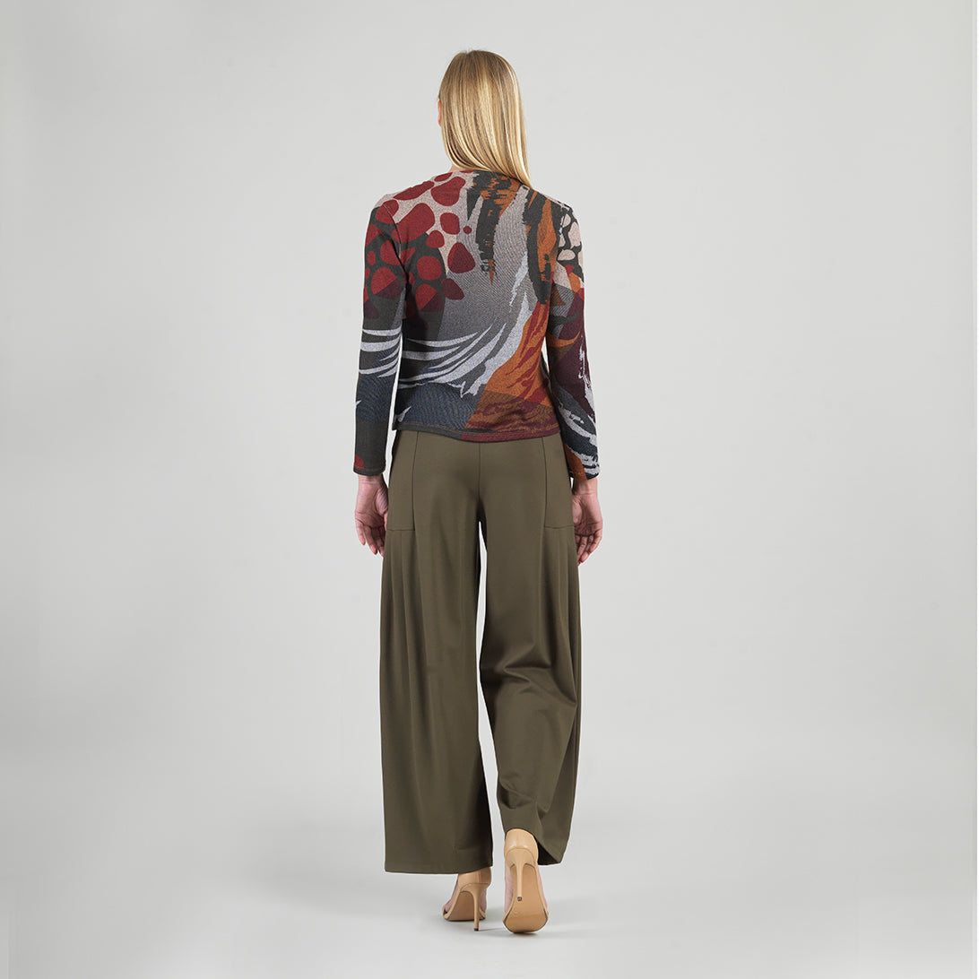 Cozy Knit - Long Sleeve Loop Front Sweater Top - Abstract Harvest - Final Sale | Clara Sunwoo Customer Favorite