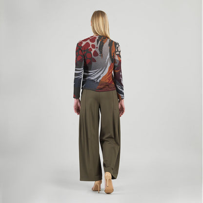 Cozy Knit - Long Sleeve Loop Front Sweater Top - Abstract Harvest - Final Sale | Clara Sunwoo Customer Favorite