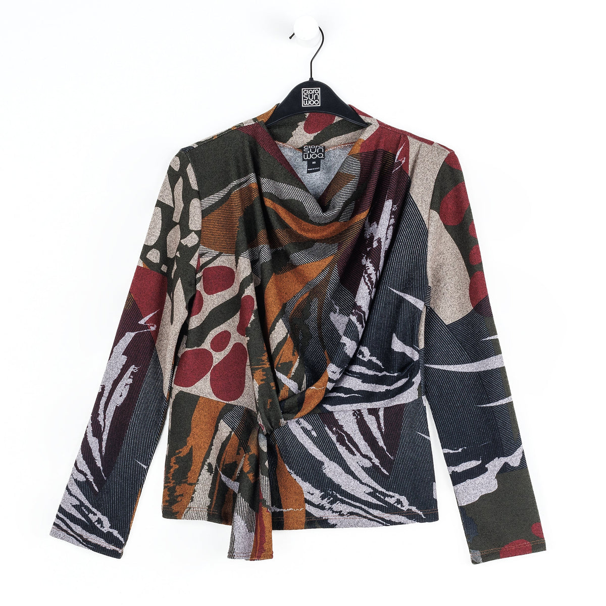 Cozy Knit - Long Sleeve Loop Front Sweater Top - Abstract Harvest - Final Sale | Clara Sunwoo Customer Favorite