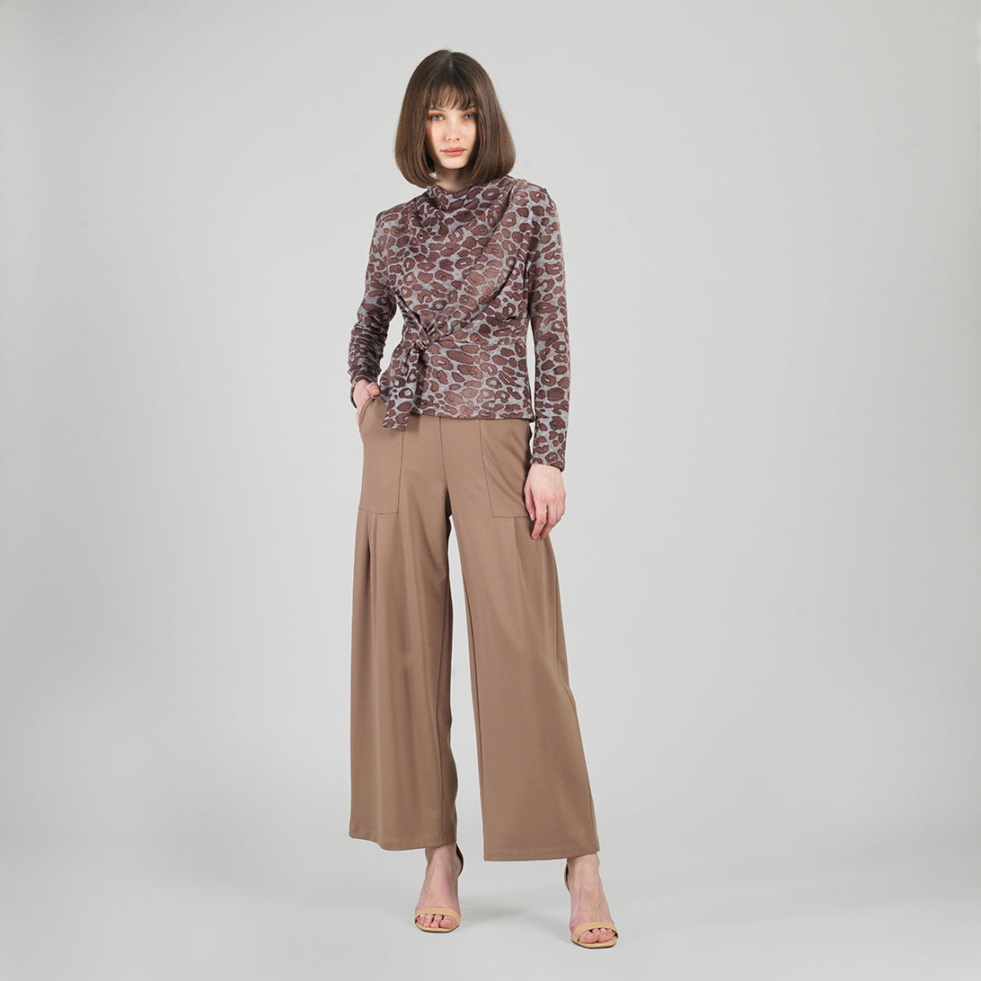 Cozy Knit - Long Sleeve Loop Front Sweater Top - Leopard Motif - Final Sale | Clara Sunwoo Latest