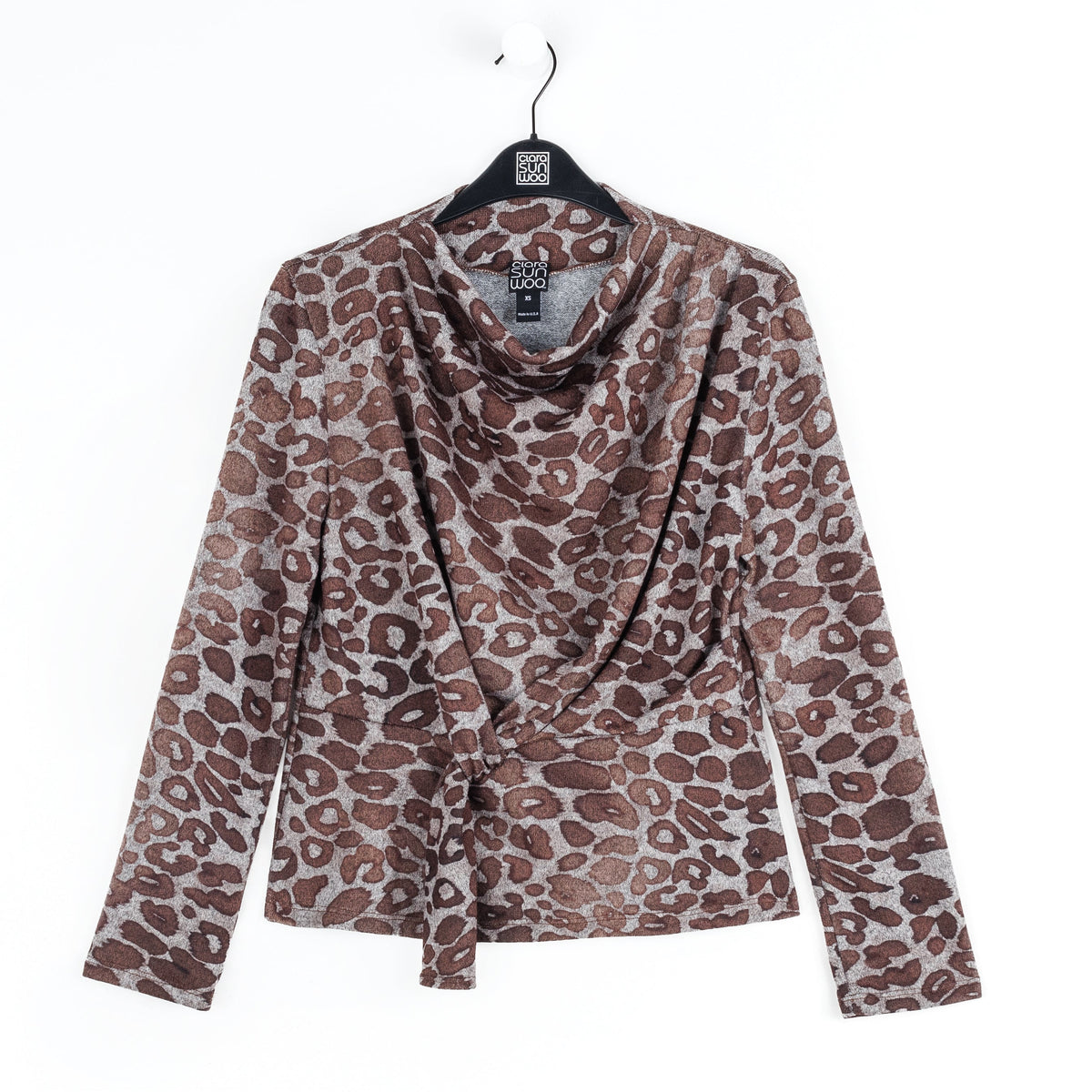 Cozy Knit - Long Sleeve Loop Front Sweater Top - Leopard Motif - Final Sale | Clara Sunwoo Latest