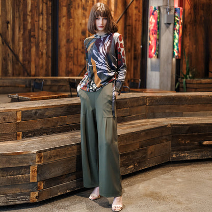 Cozy Knit - Side Pull-Tie Sweater Top - Abstract Harvest - Final Sale | Clara Sunwoo Best Price