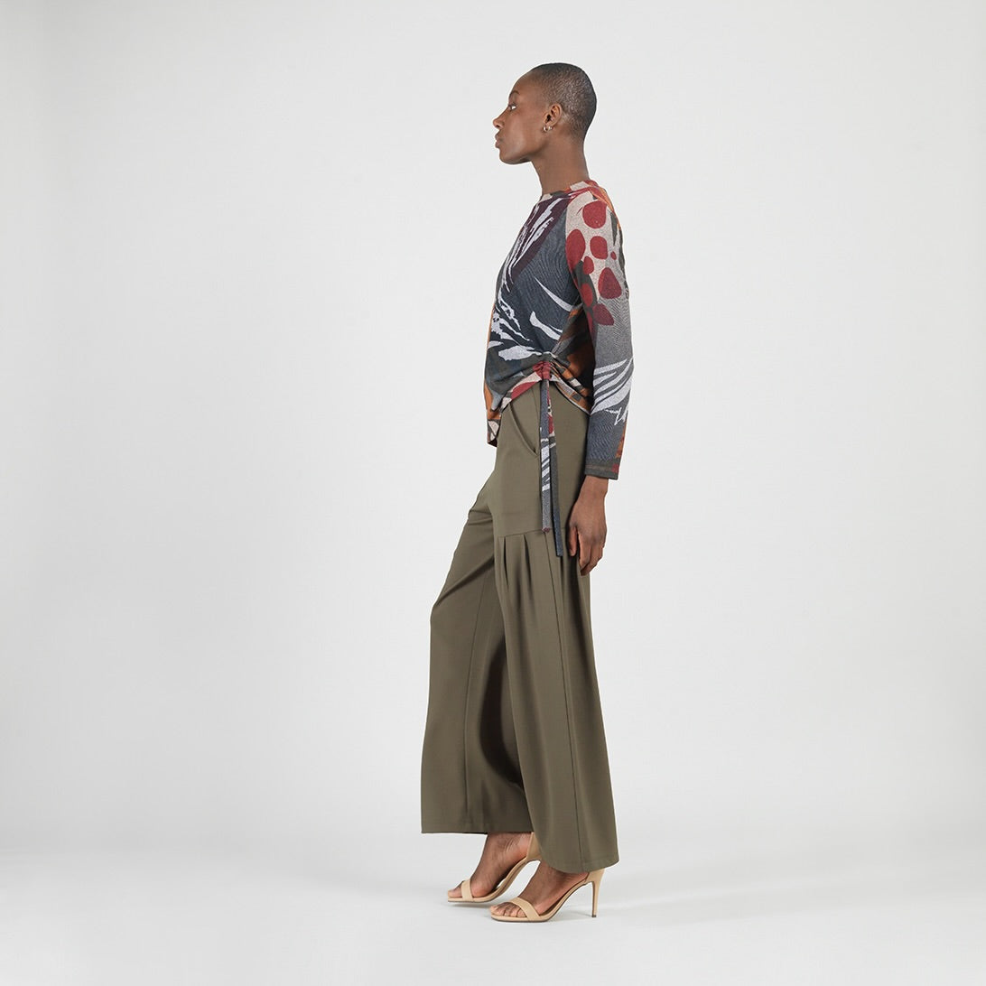 Cozy Knit - Side Pull-Tie Sweater Top - Abstract Harvest - Final Sale | Clara Sunwoo Best Price