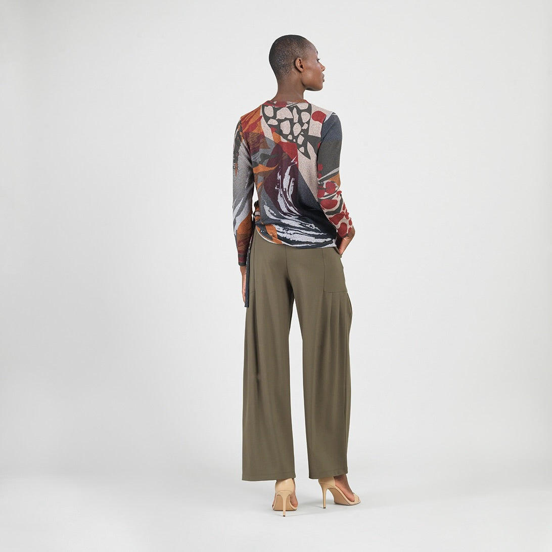 Cozy Knit - Side Pull-Tie Sweater Top - Abstract Harvest - Final Sale | Clara Sunwoo Best Price