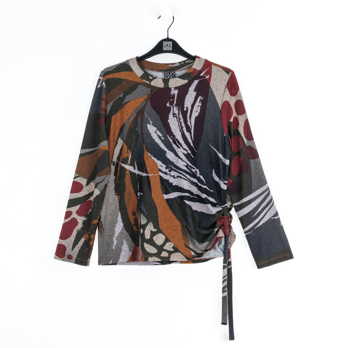 Cozy Knit - Side Pull-Tie Sweater Top - Abstract Harvest - Final Sale | Clara Sunwoo Best Price