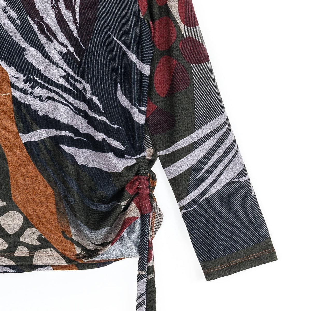 Cozy Knit - Side Pull-Tie Sweater Top - Abstract Harvest - Final Sale | Clara Sunwoo Best Price