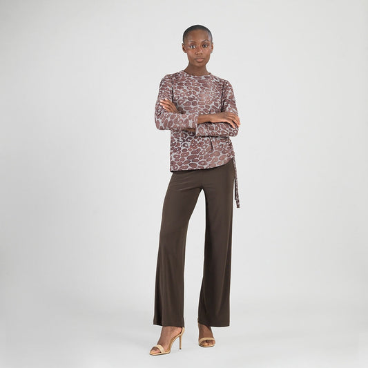 Cozy Knit - Side Pull-Tie Sweater Top - Leopard Motif - Final Sale | Clara Sunwoo Signature